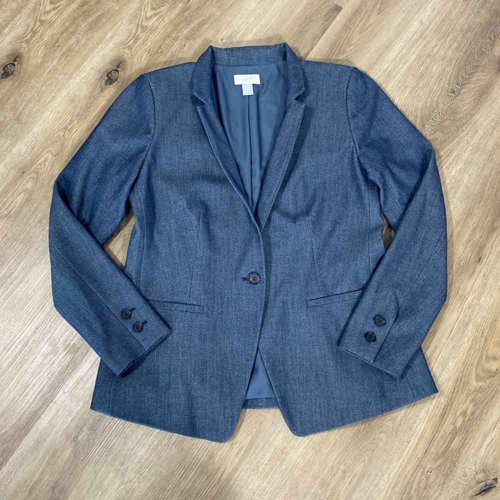LOFT Gray/Navy Women's Blazer size 8